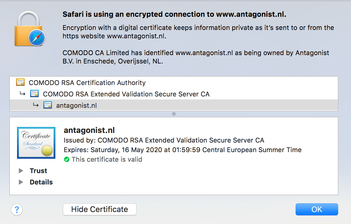 SSL-certificaat in Safari